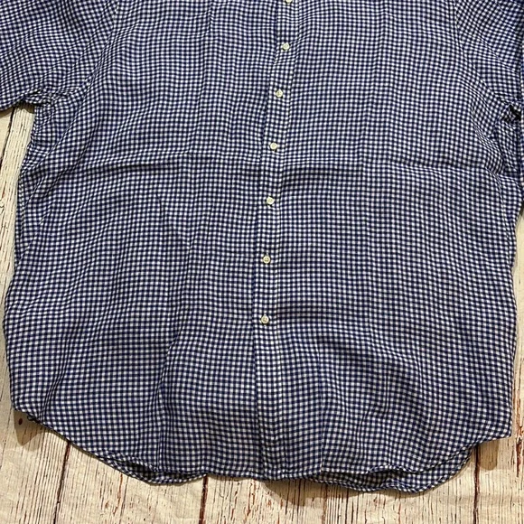 POLO Ralph Lauren Blue White Gingham Oxford Linen Button Down Shirt sz 4XLT - Picture 6 of 10